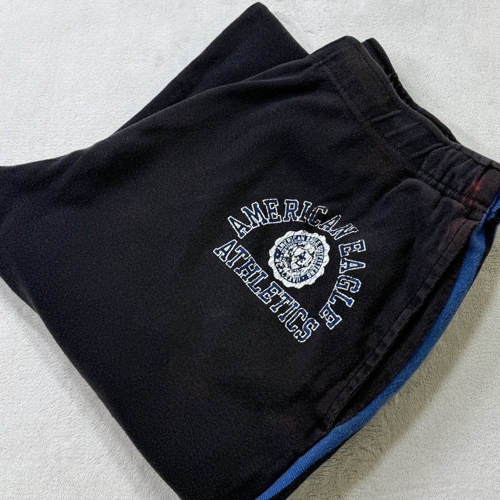 Vintage American Eagle Outfitters Sweatpants L Gray Blue Stripe Distressed Y2K